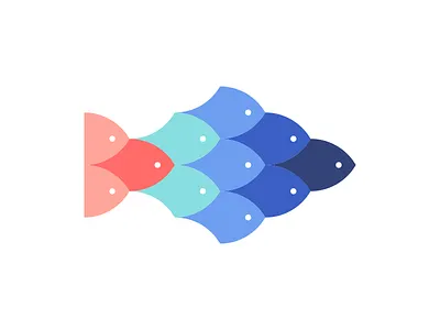 T@W Concept branding fish fish logo flat illustration logo ocean school sea team vector