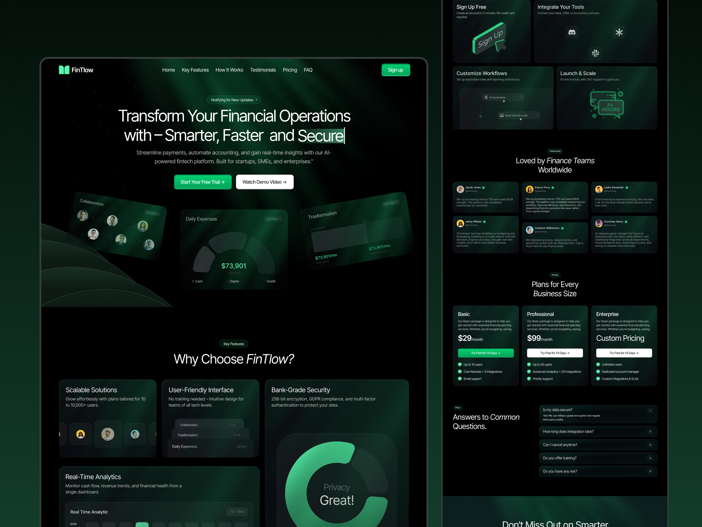 Example of Saas Landing Page Design