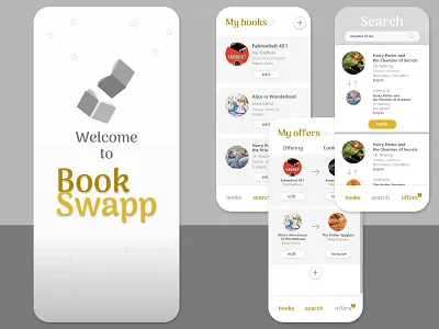Case Study - BookSwapp app book app books design flat ui ux