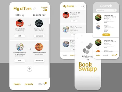 Case Study - BookSwapp app book app books design flat ui ux