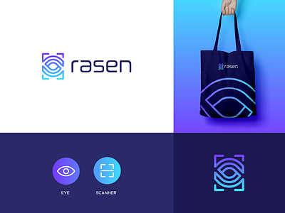 Rasen barcode eye flat gradiant icon stroke technology tracking typography vision