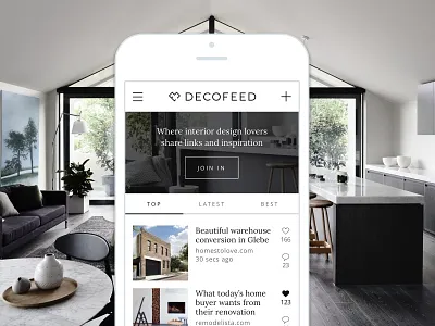 Interior design news feed design interior design list news feed ui design user interface website