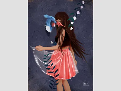 Thorn bird character design illustration illustrator