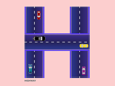 H - Highway 36daysoftype h abstract alphabets concept design graphic highway illustration logo shrutillusion type typography vector