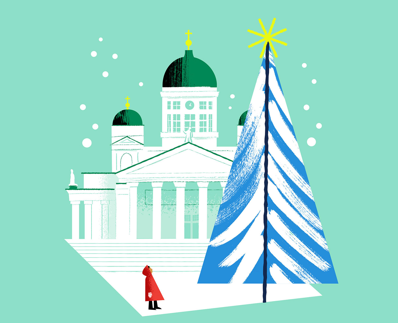 Cover illustration for Katedraali Magazine christmas city cityscape cover illustration editorial illustration helsinki illustration magazine cover snow