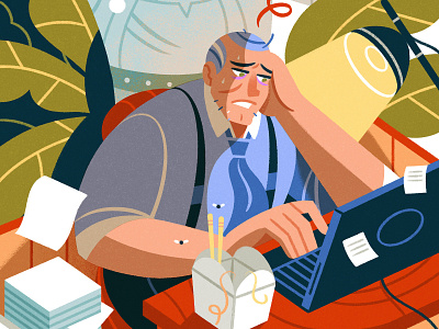 Judged By Your Past Self character design illustration office work