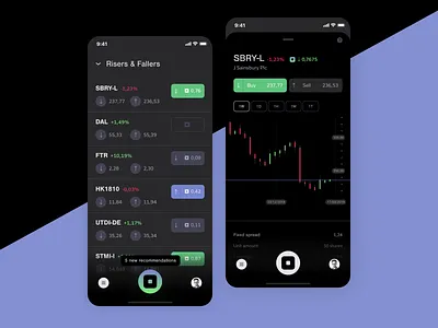 StockAdvisor – stocks list and preview app bot finance fintech ios market minmal mobile product stock ui ux