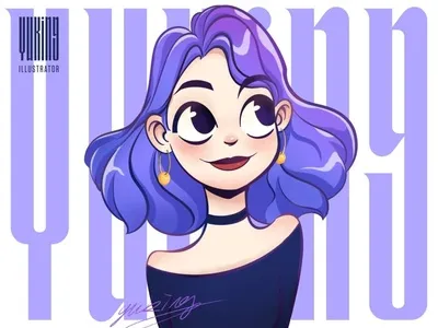 Lilac gril illustration lilac lonely procreate ps violet yuking