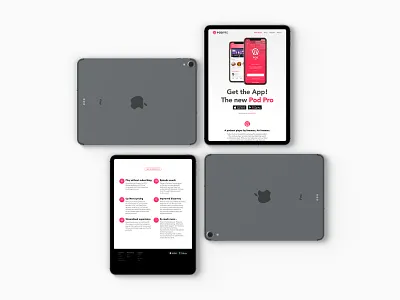 PodPro Get the App! Landing Page iPad Pro responsive app concept branding clean app design ipadpro landing page light background mobile app design podcast sketch app ui ux design