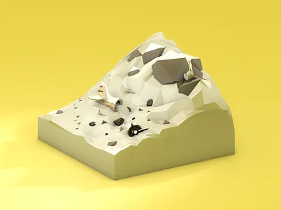 Tibet 3d c4d cinema 4d design herge low poly lowpoly lowpolyart mountain snow tintin
