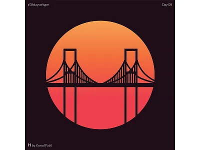 36 Days Type H 36 days of type 36 days of type lettering 36daysoftype06 flat letter h sun typography