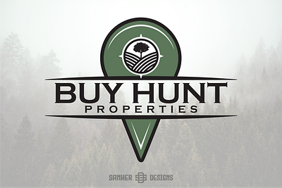 Buy Hunt Properties Logo buy hunt gps pin illustration location location pin logo design properties property realty sanker vector design vector logo