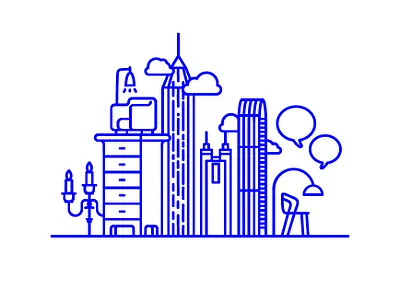 Shenzhen City blue china illustration line shenzhen simple