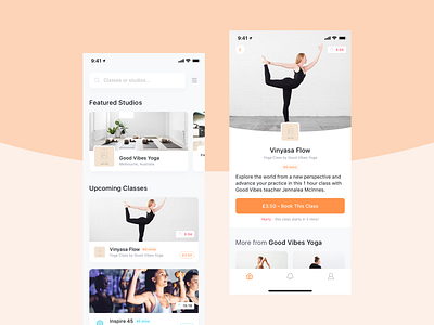 Fittever App app classes clean fitness ios list minimal mobile simple ui ux yoga