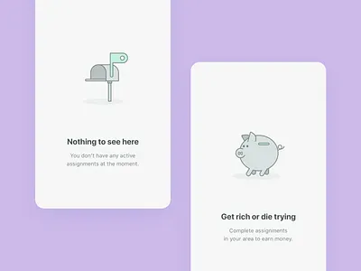 Empty states for the mobile app app bank colors elegant empty empty state gray icons illustration inbox line mobile piggy purple simple ui