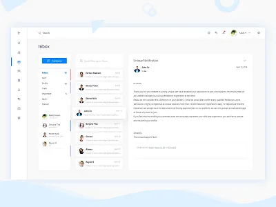 Inbox - Web Application Dashboard admin app applicaiton chat dashbaord interface message profile ui uiux ux web