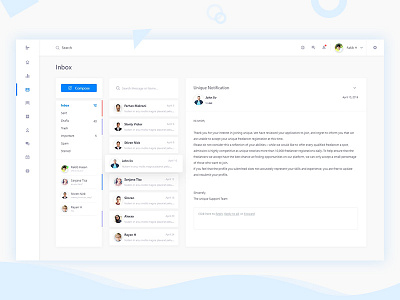 Inbox - Web Application Dashboard admin app applicaiton chat dashbaord interface message profile ui uiux ux web