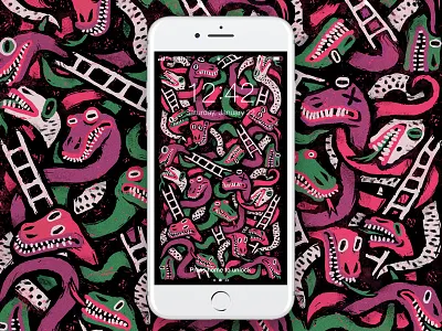 Snakes and Ladders character drawing flat graphic illustration ladders pattern snakes wallpaper