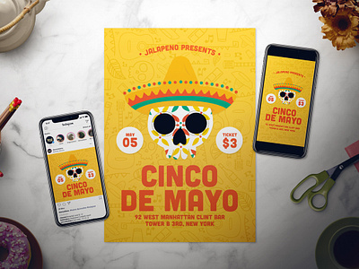 Cinco De Mayo 5th of may cinco cinco de mayo de dia de los muertos día de muertos event flyer instagram instastory mayo mexican mexico poster skull story sugar sugar skull template