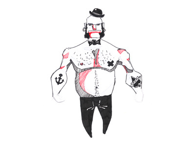 Peaky Boy Hat character design illustration pencil sketch