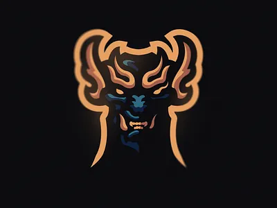 Demon Mascot Logo angry app art blue branding dead demon design e sports flat gold icon illustration logo mascot mascot logo vector web