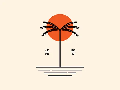 Palm Beach 2019 beach design illustration landscape logo minimalism minimalist palma paradise sea sun sunset sunshine vector