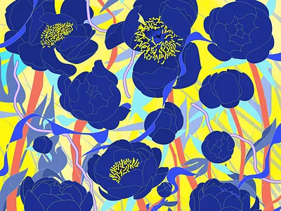 Wild Peonies flowers illustration key art peonies