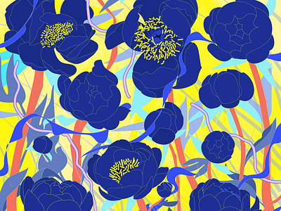 Wild Peonies flowers illustration key art peonies