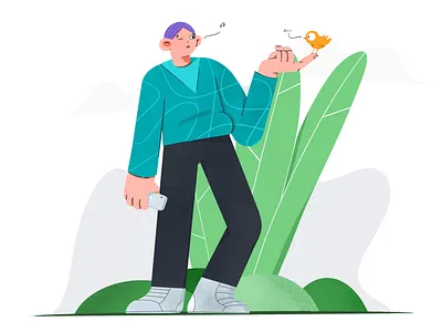 My little friend color daily flat illustration sketch