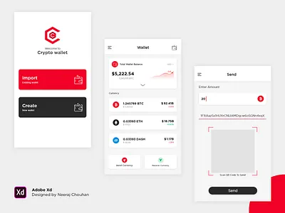 UI Crypto Wallet app concept app ui bitcoin bitcoin wallet blockchain crypto crypto currency design flat mobile payment portfolio send money token ui ui concept user ux wallet wallet app