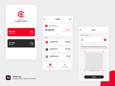 UI Crypto Wallet app concept app ui bitcoin bitcoin wallet blockchain crypto crypto currency design flat mobile payment portfolio send money token ui ui concept user ux wallet wallet app