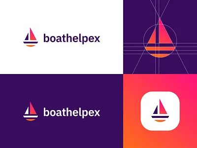 BoatHelpex - Logo Design Exploration (for sale) app boat wave water help repair fix branding clean corporate design for sale unused buy gradient identity logo logo design logo designer logotype maintenance marine service services mark media digital tech nice symbol vector