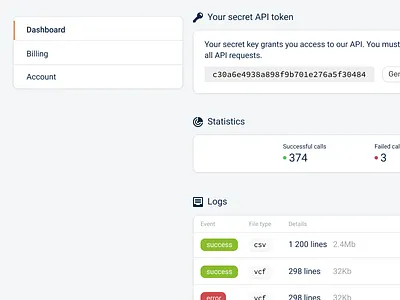 Dashboard api key dashboard menu saas