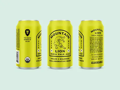 Mountain Lion IPA - Aslan Version aslan badge beer bellingham beverage branding brewing can illustration ipa kulshan logo packaging retro vintage