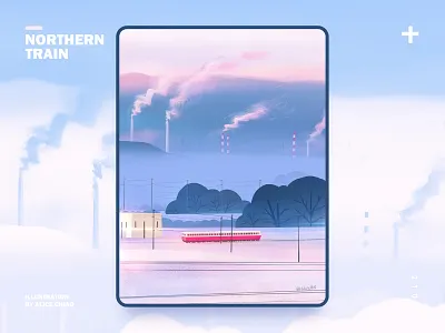 NORTHERN TRAIN design illustration procreate smoke train