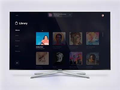 Music Player TV App albums dailyui dark itunes library music player sketch ui