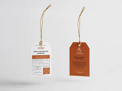 Adventure Upgrade Tag adventure cairn design kit kitted layout mockup oragne subscription box tag typography