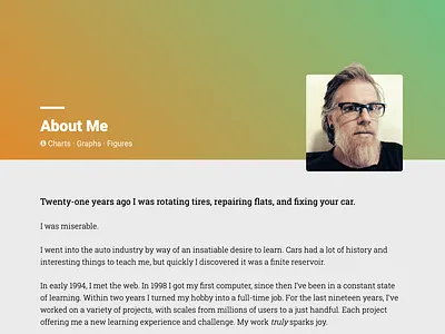 About page WIP design freelance funtimes gradient color story telling