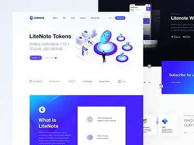 LiteNote blockchain coin design exchange illustraion lite ltc ltn note pay stable token ui ux vector