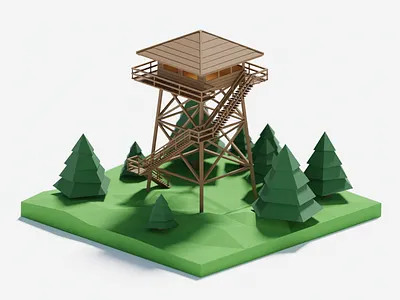 Low poly firewatch tower 3d 3d model blender firewatch game low poly low poly art model