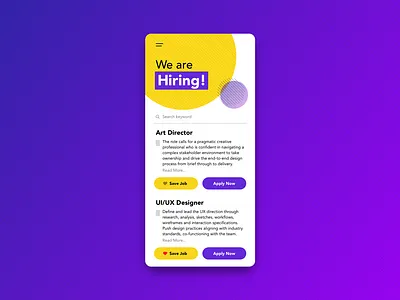 Daily UI - 050 Job Listing 50 dailyui dailyui 050 design graphic hiring job job listing listing simple ui work