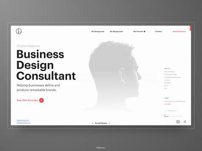 Business Design Consultant - Website Design black and white brand brand consultant brand design brand designer brand identity branding clean fresh graphik minimal modern portfolio profile typographic ui ux web web design website xd