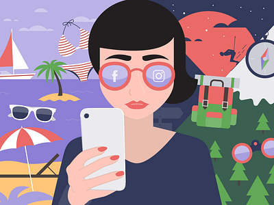 FOMO flat icons illustration instagram social media vector