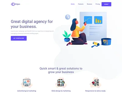 Edges Landing Page app branding design email html 5 landing page minimal ux vector web web design website
