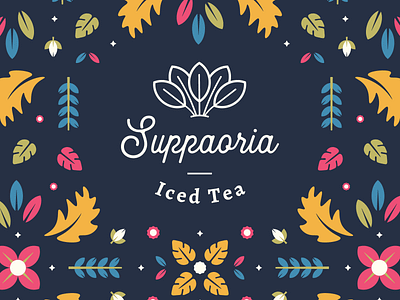 Iced Tea Logo and Branding brand brand identity branding floral floral pattern flower pattern flowers iced tea illustration logo logo design logos modern monoline nature organic organic logo plants tea tea logo