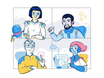 Catchpoint - speakers of the future adobe character character design chat diversity future illustration illustrator robot skype speakers technology user vector art vectors vr