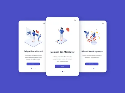 investment onboarding app bank design flat illustration investment money ui value vector