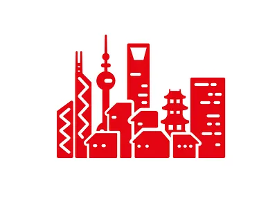 Cities of china chinese cities design graphic design hongkong icon red shanghai simple vector