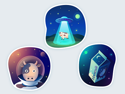 Cowstronaut 🐄🛸 abduction astronaut cow cowstronaut icons illustration milk moo space stickers ufo