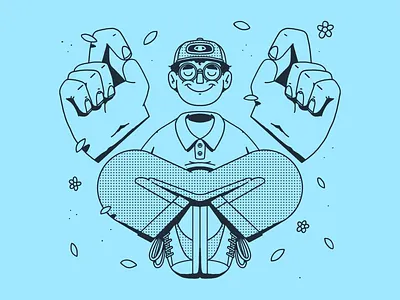 Illustration peaceful design editorial illustration flower illustration man meditation pattern peaceful procreate yoga zen